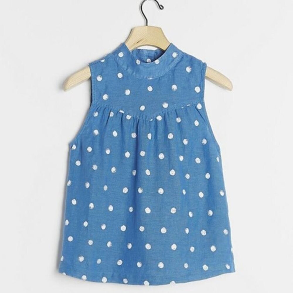 Cloth & Stone Polka Dot Button-Back Mock Neck Swing Sleeveless Blouse (NWT)